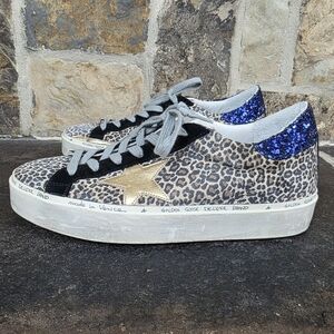 Golden Goose Hi Star Leopard Print Glitter Sneakers Shoes
